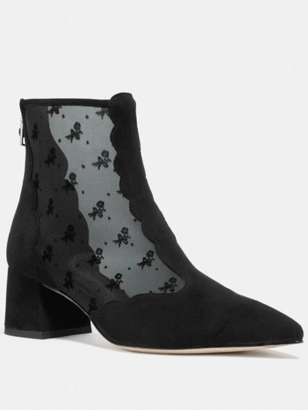 Coach Women's Black Skyler Ankle Bootie With Tea Rose Mesh